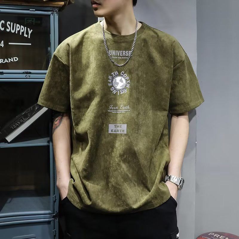 Summer Clothing Europe - 빈티지 반팔 라운드넥 남성 의류, 루즈