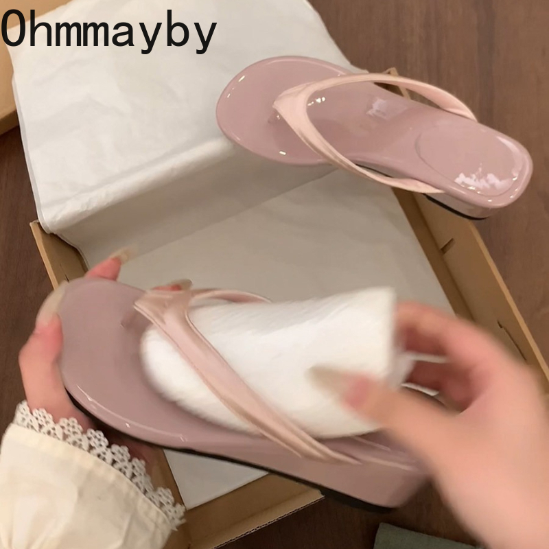 Summer Vacation Clothing Women - 글래디에이터 여름 여성 웨지힐 슬리퍼 간결한