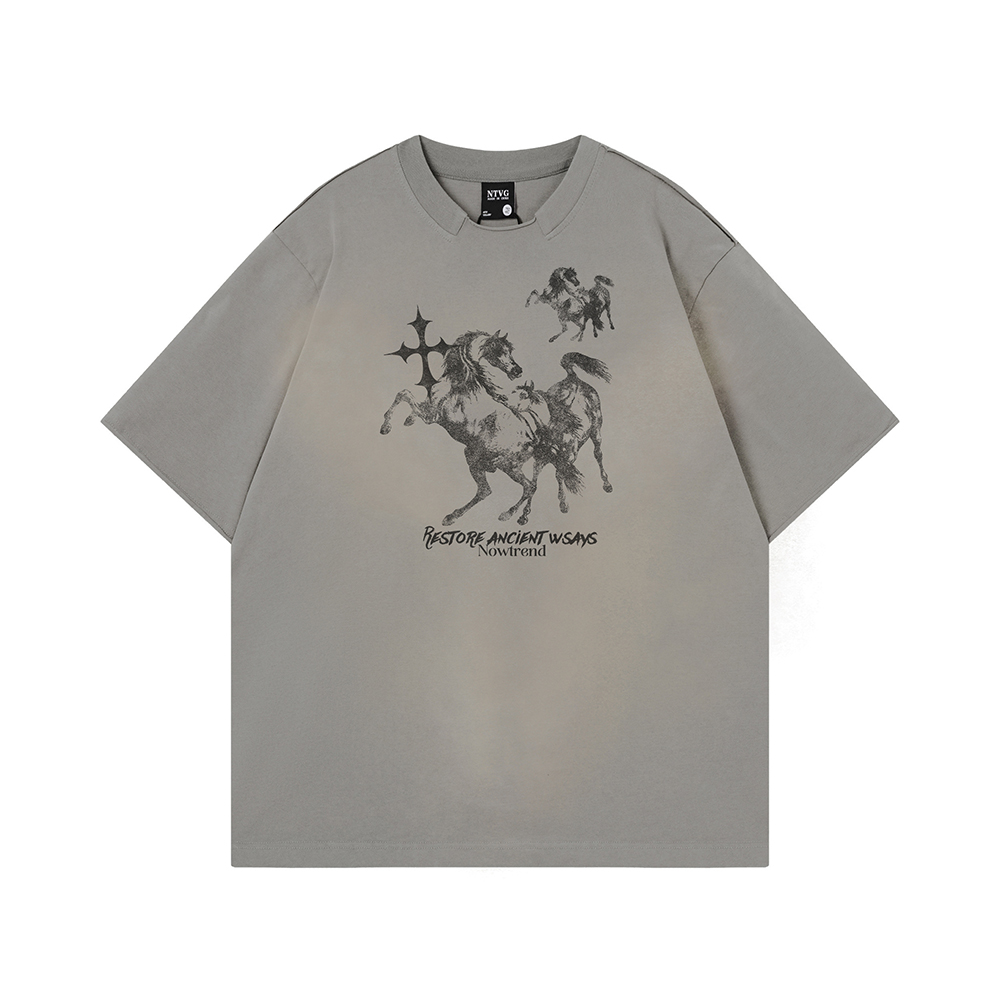 Summer Clothing Trends 2026 - 디스트레스드 워싱 고품질 반팔 티셔츠 Y2K