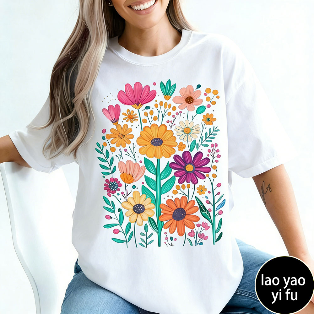 Boho 여름 꽃무늬 여성 티셔츠 레트로 봄 꽃 티셔츠 - Summer Clothing Vibes 리뷰 및 가격