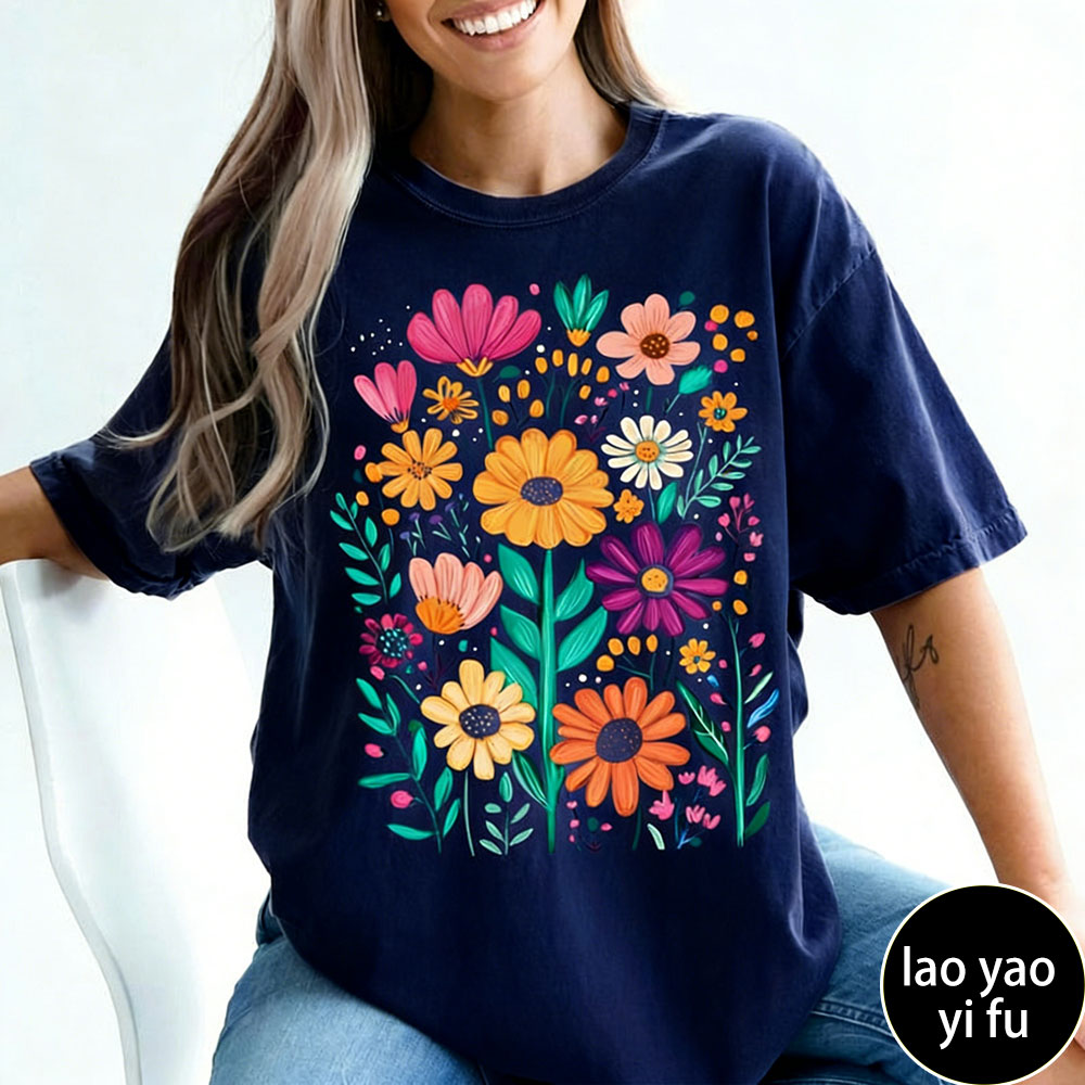 Boho 여름 꽃무늬 여성 티셔츠 레트로 봄 꽃 티셔츠 - Summer Clothing Vibes 리뷰 및 가격