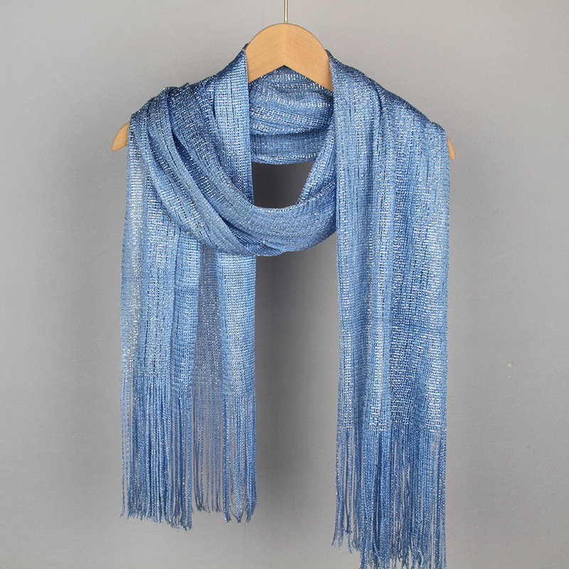 여성 골드 실버 밝은 실크 자외선 차단 스카프, 긴 술 - Summer Clothing For Older Women 리뷰 및 가격