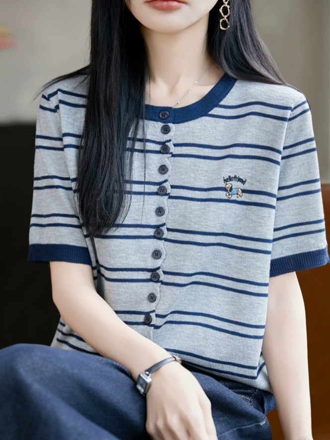 오울레 여름 얇은 아이스 실크 니트 반팔 티셔츠 여성  - Summer Clothing Label 리뷰 및 가격