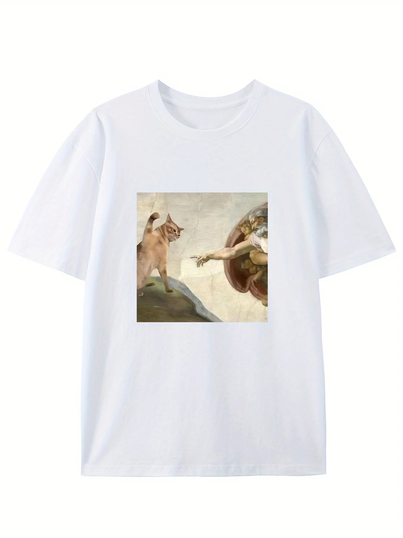 창의적인 르네상스 고양이 티셔츠 미켈란젤로 패러디, 예 - Summer Renaissance Clothing 리뷰 및 가격