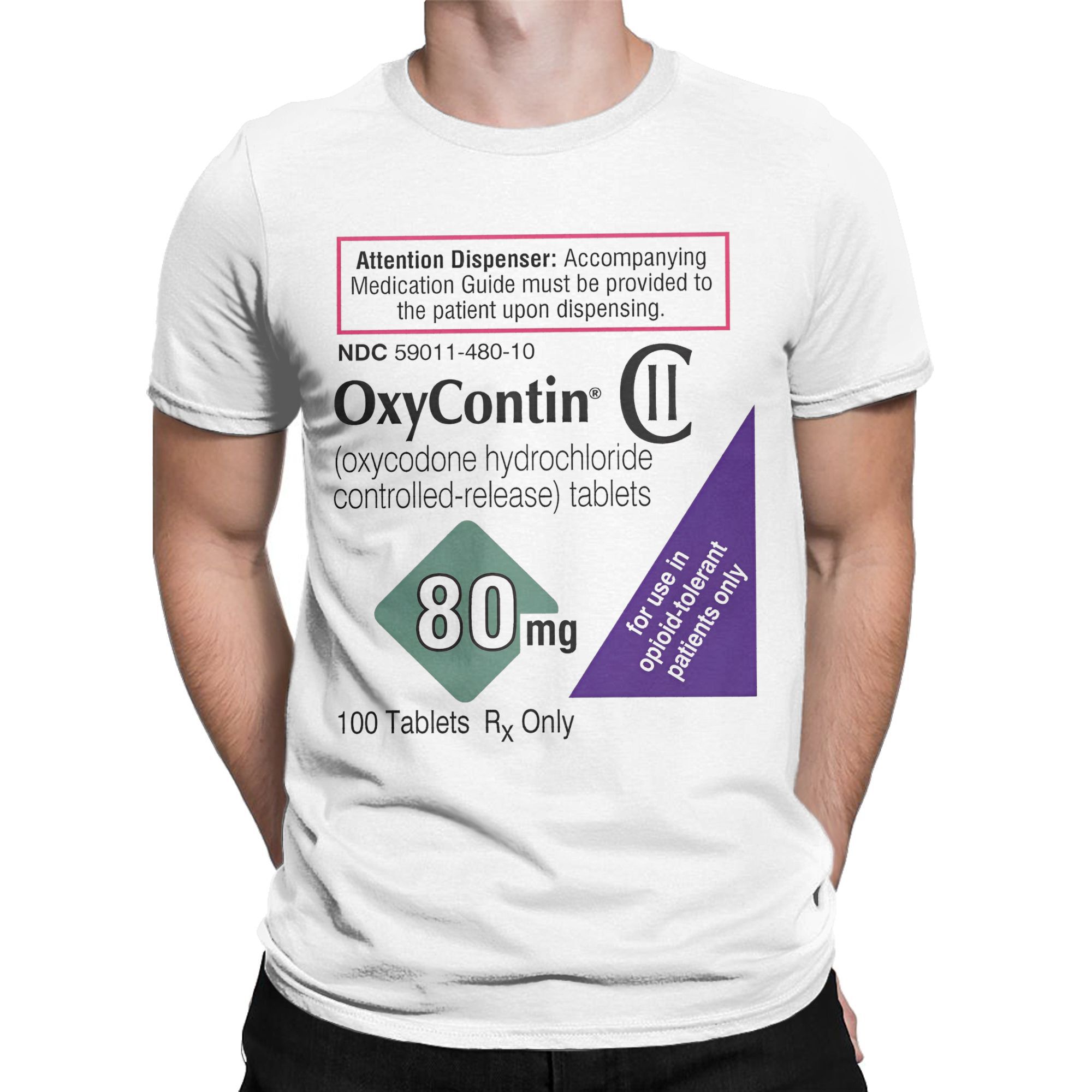 Oxycontin 80mg 라벨 남성 T 셔츠 재미 있 - Summer Clothing Label 리뷰 및 가격