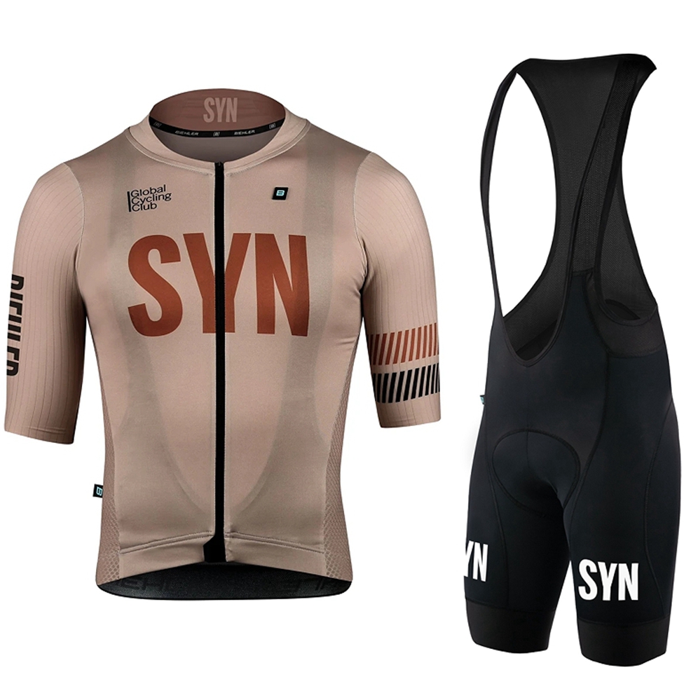 SYN 다크 브라운 남성용 반팔 사이클링 저지 및 턱받 - Summer Clothing Men Sale 리뷰 및 가격