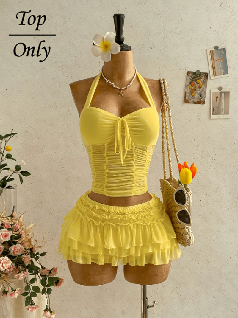 여성용 스커트 세트 휴가용 새로운 민소매 홀터 레이스  - Summer Vacation Clothing Women 리뷰 및 가격