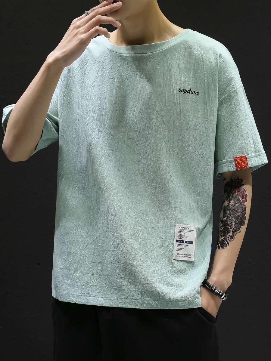 여름 면 린넨 청소년 티셔츠 라지 사이즈 통기성 라벨  - Summer Clothing Label 리뷰 및 가격